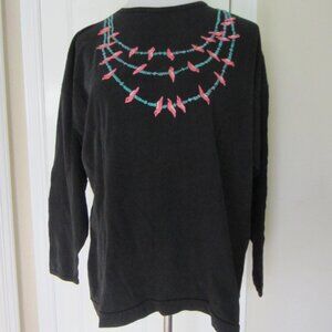 New w/ museum tag FEE FI FAUX Hand Made Guatemalan Embroidered Top One Size